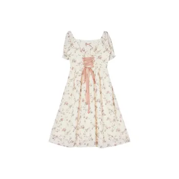 PLANE DRIFT Short Sleeved Dress Women's Fairy Pink