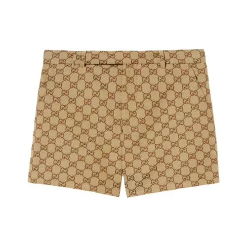 GUCCI Logo Shorts Beige And Ebony