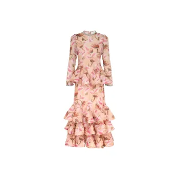 Zimmermann Illustration-print Tiered Dress