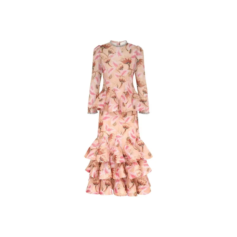 Zimmermann Illustration-print Tiered Dress-0