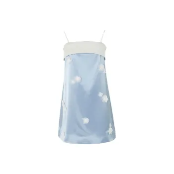 CatPunch Slip Dresses Women's Blue White