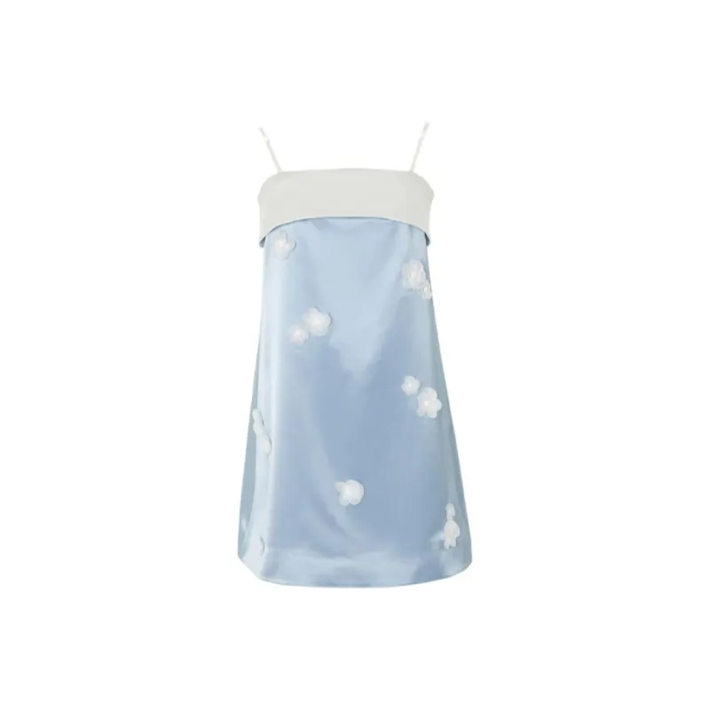 CatPunch Slip Dresses Women's Blue White-0