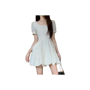 Mu Xiao Xin Short Sleeved Dress Women's Apricot