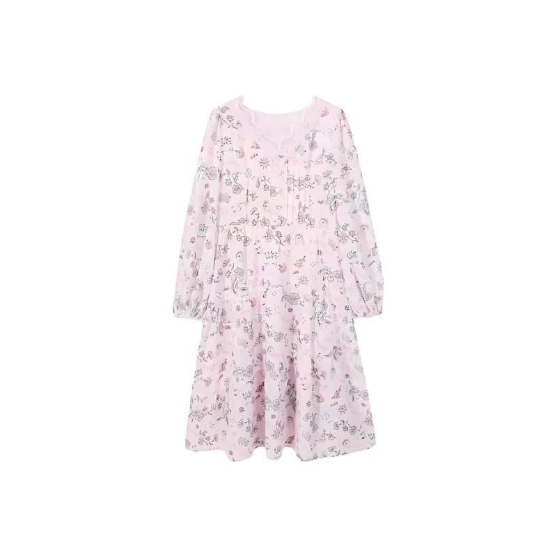 EICHITOO Long Sleeved Dress Women's Pink Pattern-0