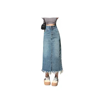 Tonlion Denim Long Skirts Women's