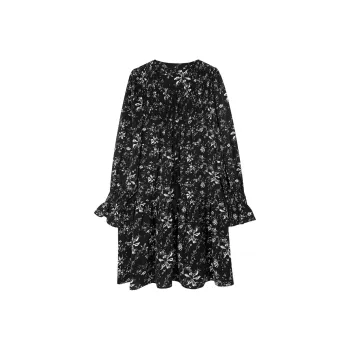 3COLOUR Long Sleeved Dresses Women's Black White Floral