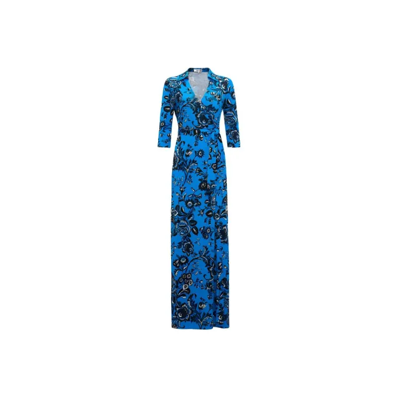 DVF Diane Von Furstenberg FW24 Long-Sleeved Dresses Women's Blue Grapevine-0