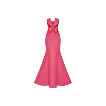 Oscar De La Renta Bow detail Cut out Trumpet Gown