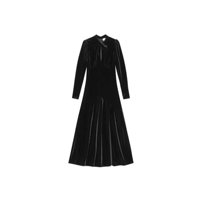 GANNI Velvet Long Dress-0