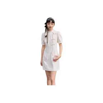 ZIHAN Short-Sleeved Dresses Women's White Ginger