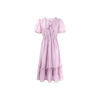 HDFULERN Short Sleeved Dresses Women's Pink Purple