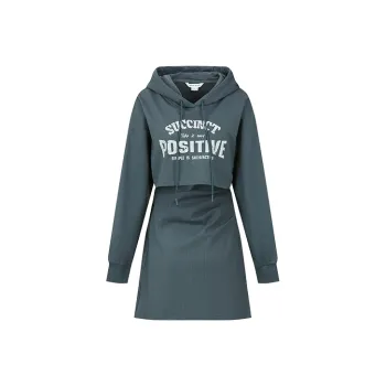 URBAN REVIVO Long Sleeved Dress Women's Navy Blue
