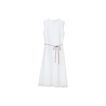 OVV Sleeveless Dresses Women's Raw White Solid Color A1