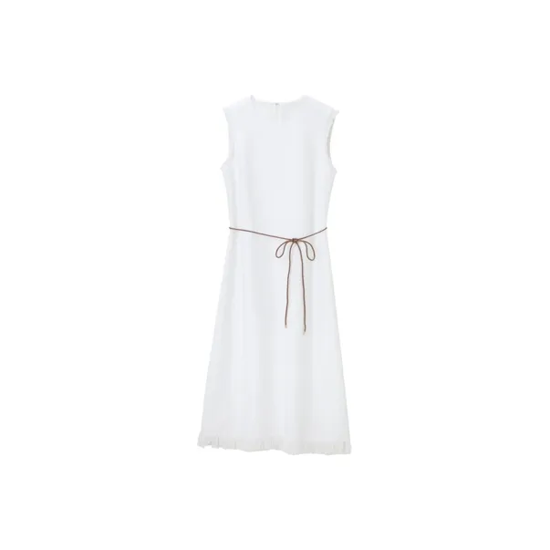 OVV Sleeveless Dresses Women's Raw White Solid Color A1-0