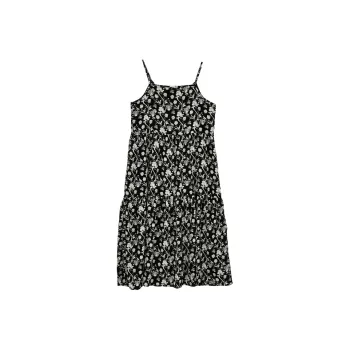 Cypress House Slip Dresses Women's Black Background With White Flowers