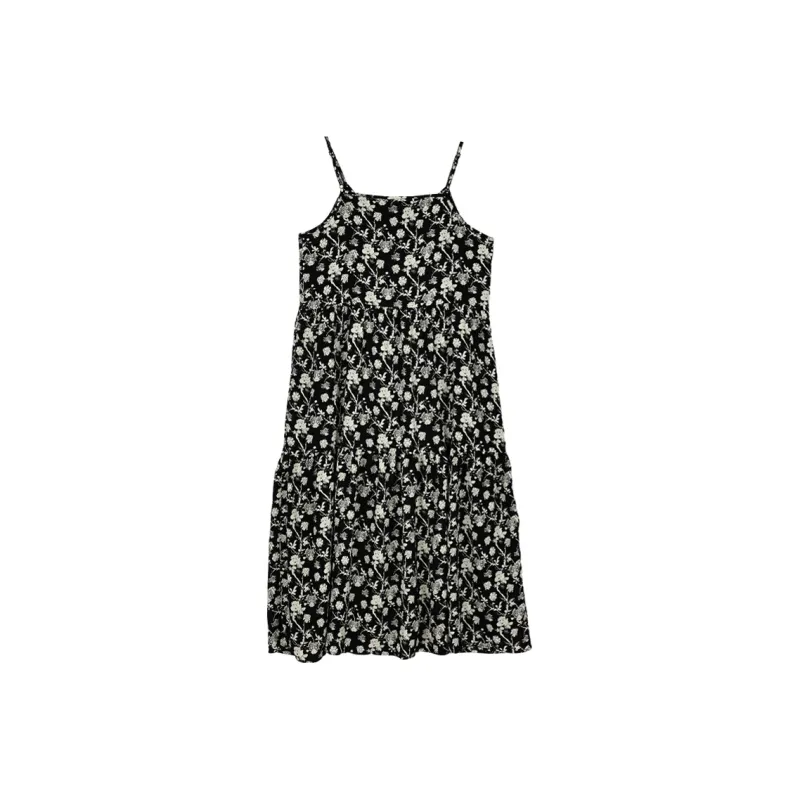 Cypress House Slip Dresses Women's Black Background With White Flowers-0
