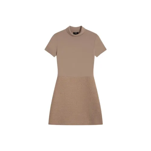 THEORY FW23 Short Sleeved Dresses Women's Camel