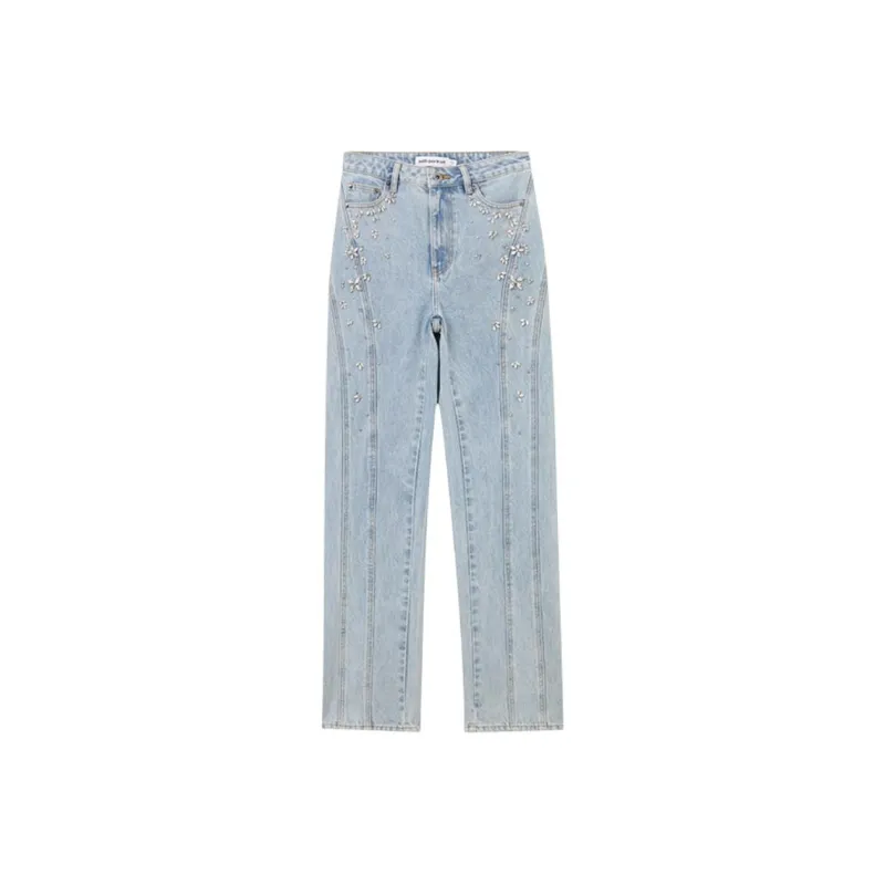 Self portrait Gem embellished Straight Jeans-0
