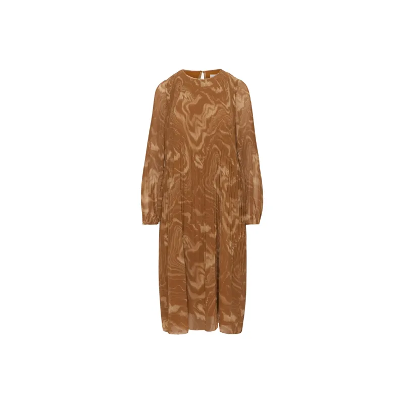 ARITZIA Wilfred Daydreamer Midi Dress Long-Sleeved Dresses Women's Rich Chestnut Maplewood/Red Maple Color-0