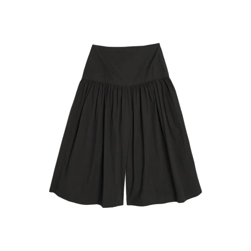 AMOMENTO Shirring Culotte Pants 'Black'-0