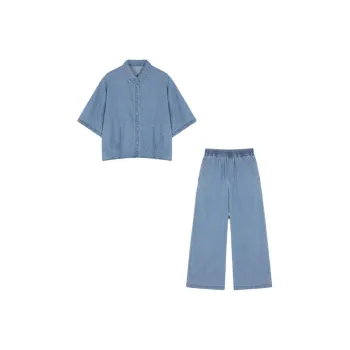 IHIMI Shirt Matching Set Women's Blue