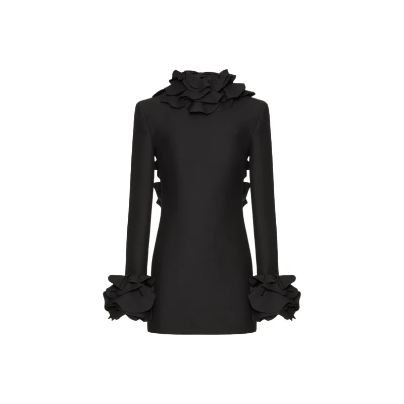 Valentino Ruffled Open Back Long Sleeved Dress-0
