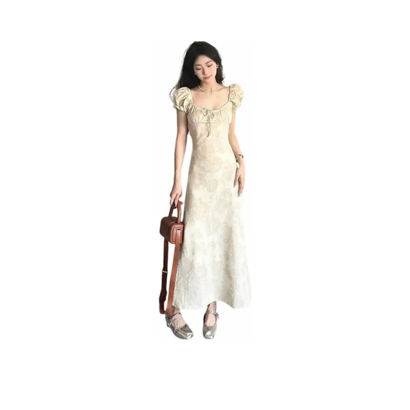 Qingli Wanton Short Sleeved Dresses Women's White-0