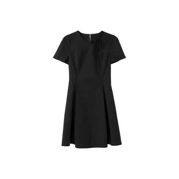 Fstudio Korean Style Petite Texture Cinched Waist Commute Short Sleeved Dress Women's