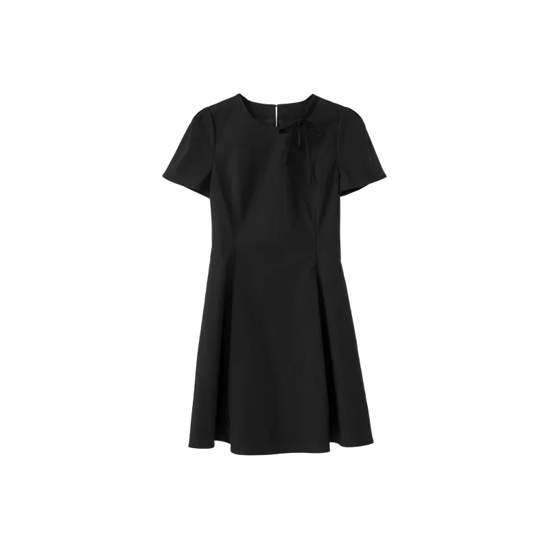 Fstudio Korean Style Petite Texture Cinched Waist Commute Short Sleeved Dress Women's-0
