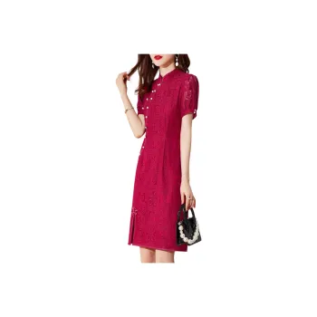 Mo Han Yi Mei Short Sleeved Dress Women's Red