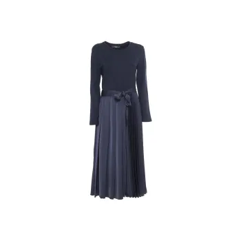 WEEKEND MaxMara Crewneck Pleated Long-Sleeved Dress