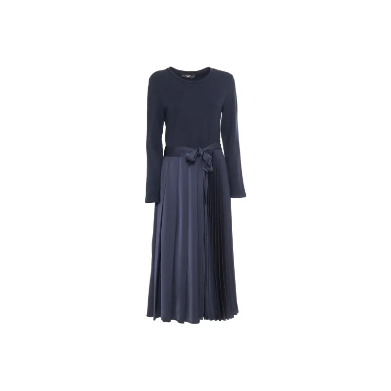 WEEKEND MaxMara Crewneck Pleated Long-Sleeved Dress-0