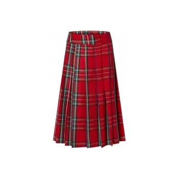 LOUIS VUITTON Tartan Check Pleated Skirt Red