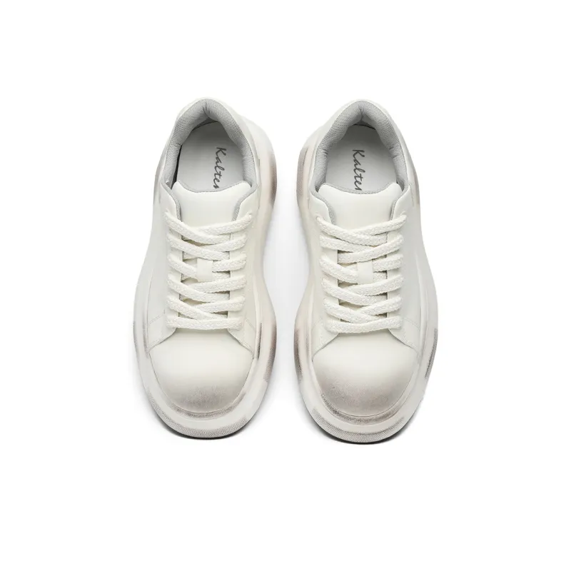 Kaltendin Low Top Skateboard Shoes Unisex Polished White-8