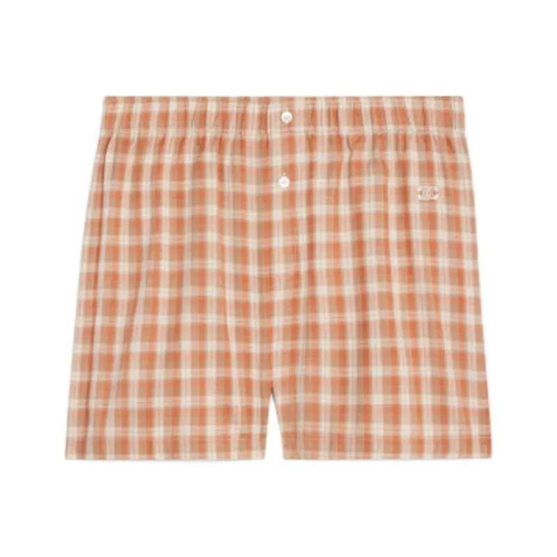 CELINE Boxer Shorts In Check Silk-0