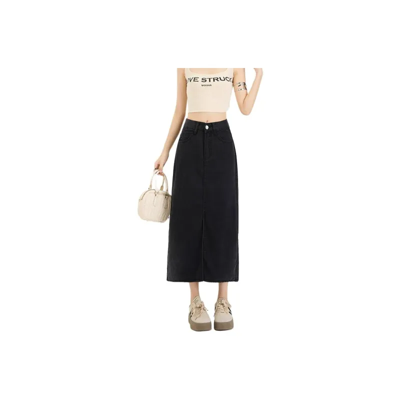 BENGEN Denim Long Skirt Women's-0