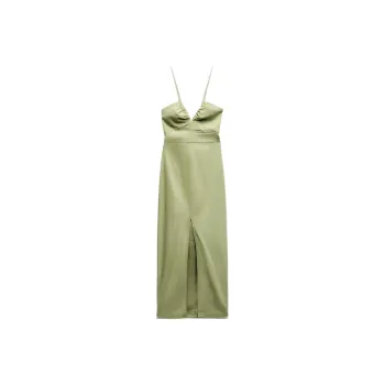 ZARA Slip Dresses Women's Light Khaki