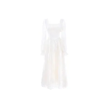 Blovelan Long Sleeved Dresses Women's Apricot White