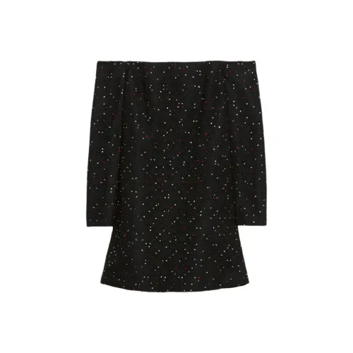 SCANLAN THEODORE Diamante Lace Mini Long-Sleeved Dresses Women's Black