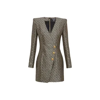 BALMAIN Monogram print Blazer Minidress