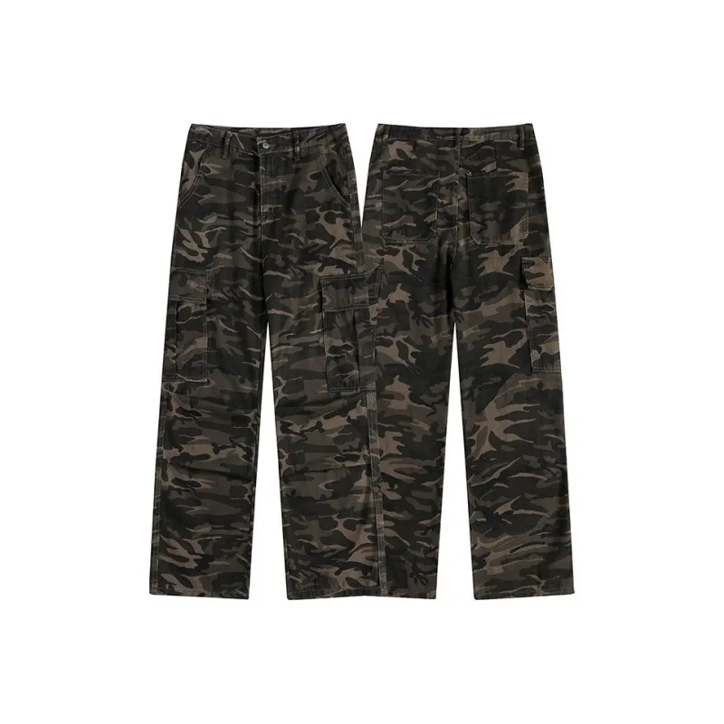 BENGEN Cargo Pants Unisex Camouflage Yellow-4