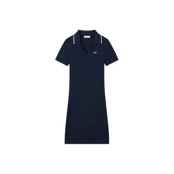 LACOSTE SS25 Short Sleeved Dress Women's Navy Blue/White