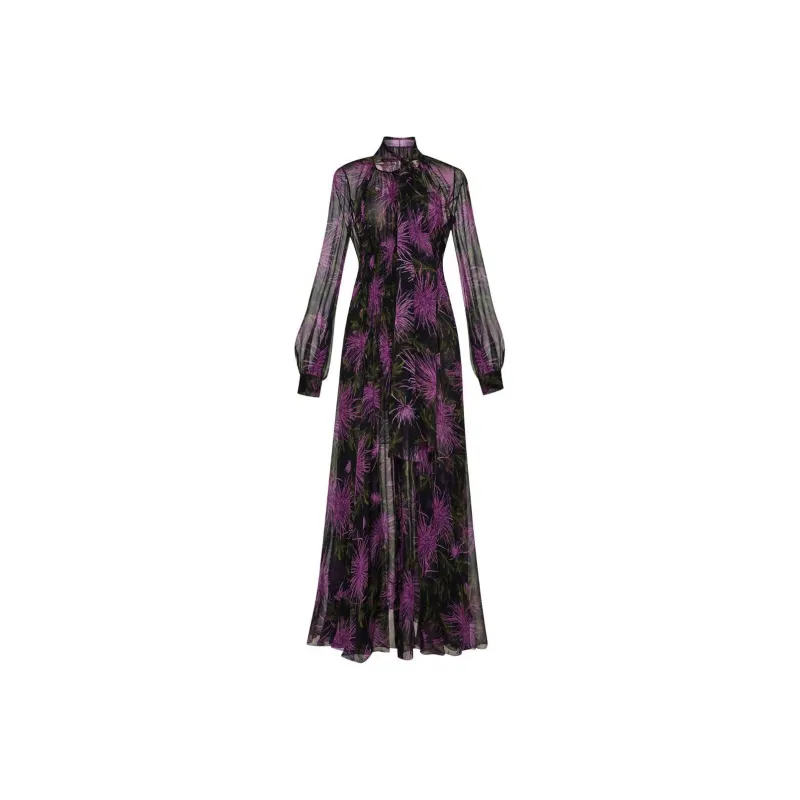 Oscar De La Renta Chrysanthemum Chiffon Maxi Dress-0