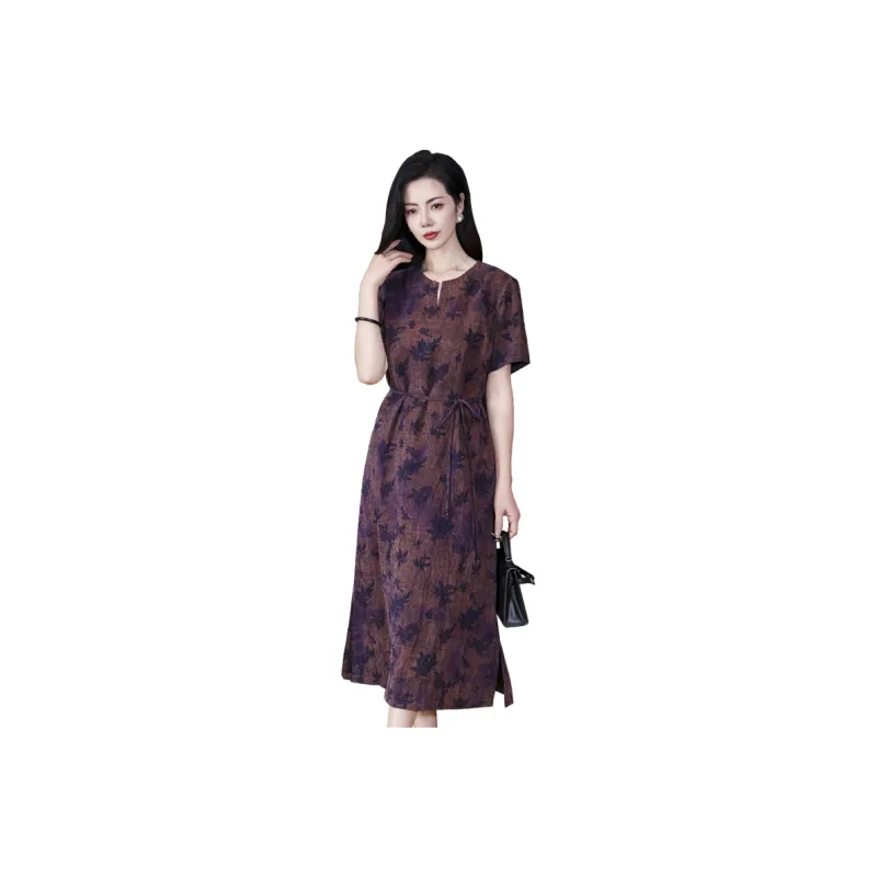 Yi Mengyuan Silk Short Sleeved Dress Women's-4