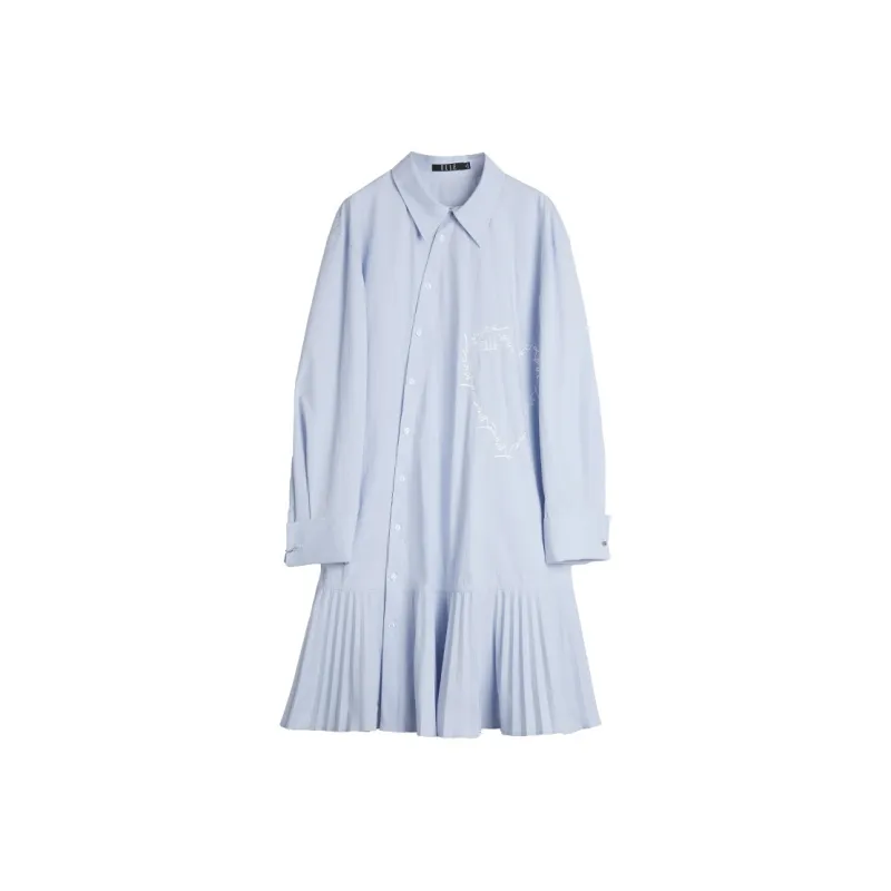 ELLE Long Sleeved Dresses Women's Light Blue-0