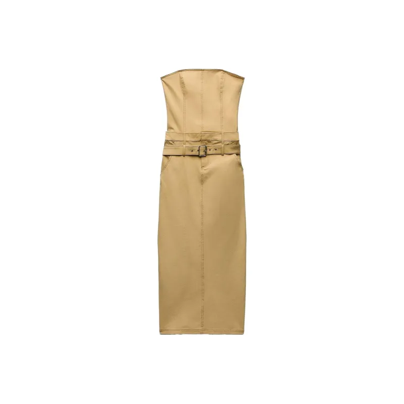 ZARA Sleeveless Dress Women's Mustard-0