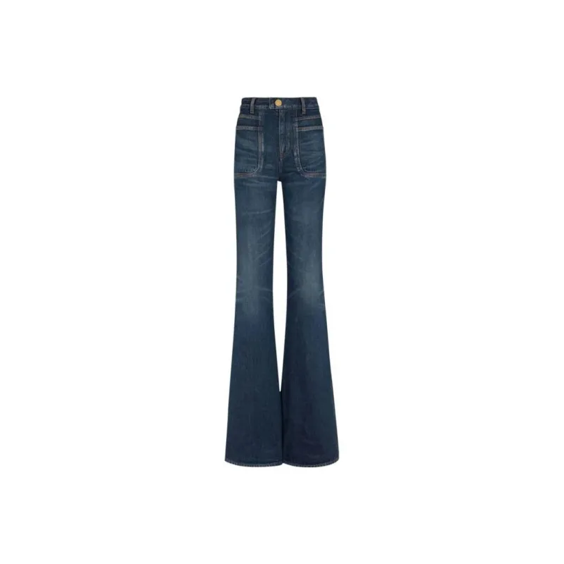 BALMAIN High Waisted Flared Jeans 'Blue'-0