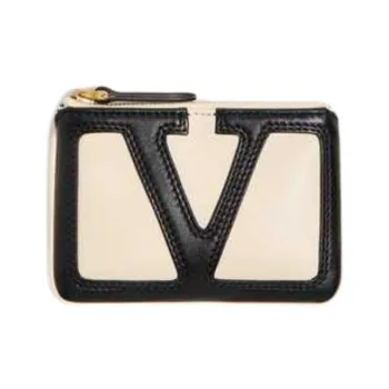 Valentino Sheepskin Key Pouch Women's Butter White & Black