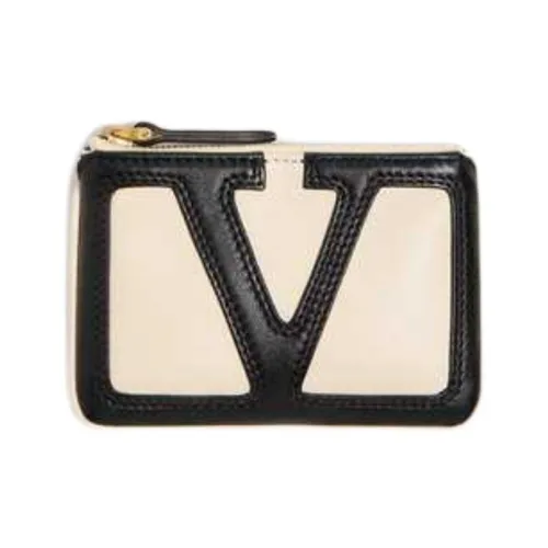 Valentino Sheepskin Key Pouch Women's Butter White & Black
