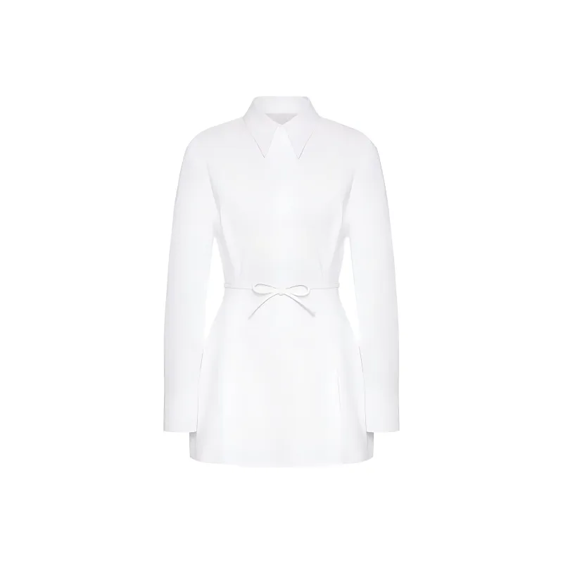 Valentino Belted Straight Hem Long-Sleeved Shirt Dress-0